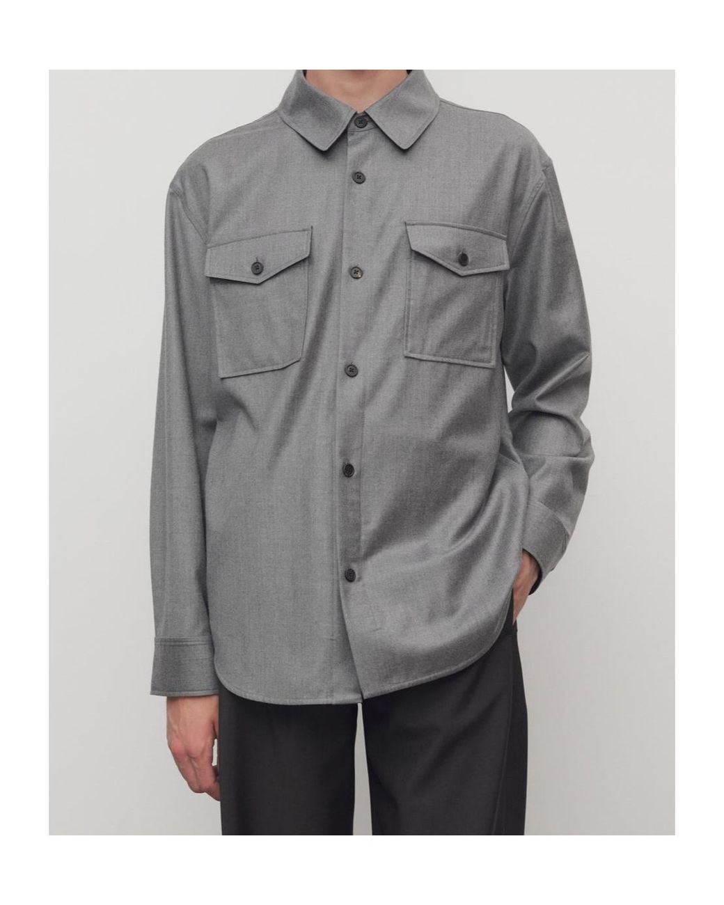The Row Gray Dashiell Shirt In Virgin Wool for men