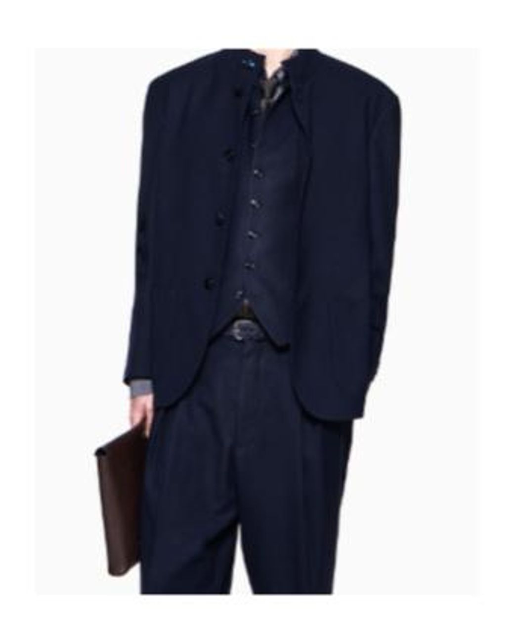 Giorgio Armani Blue Stand Collar Buttoned Jacket for men
