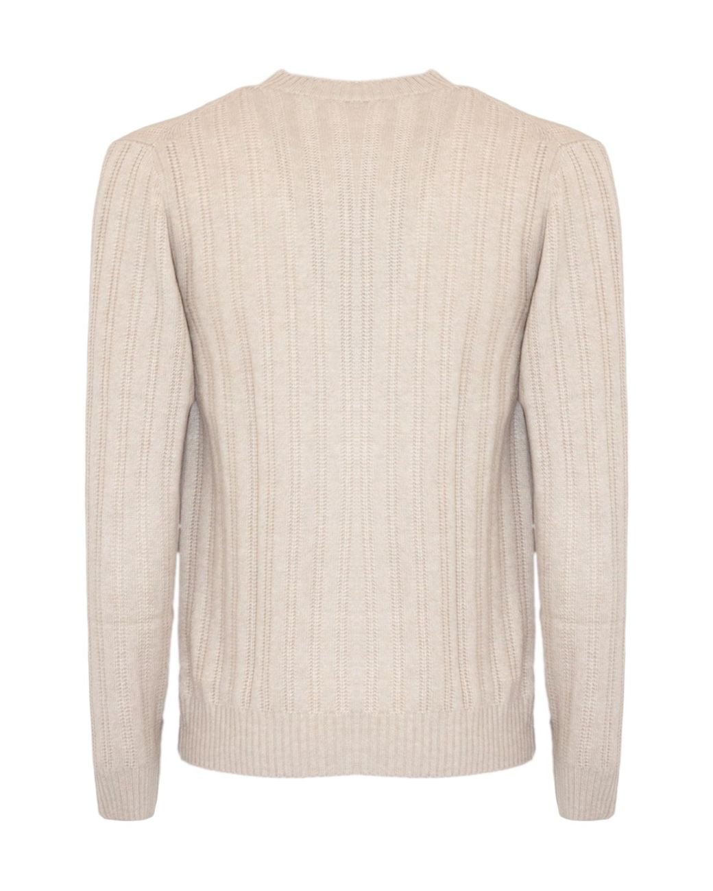 Cruciani Natural Ribbed Crew Neck Knitted Sweater for men