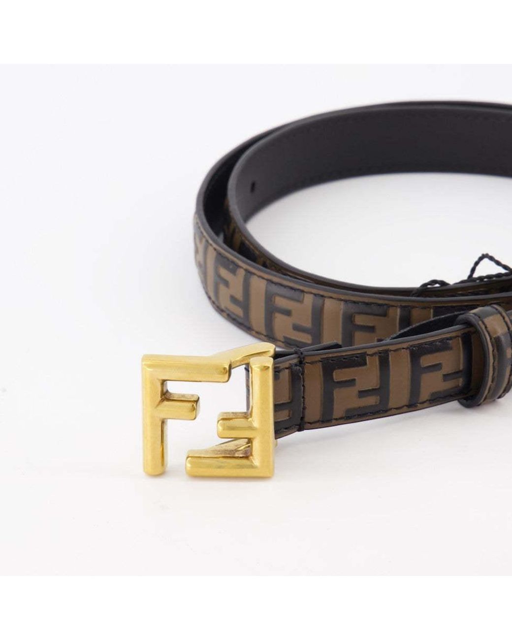 Fendi White Logo Detailed Buckled Belt