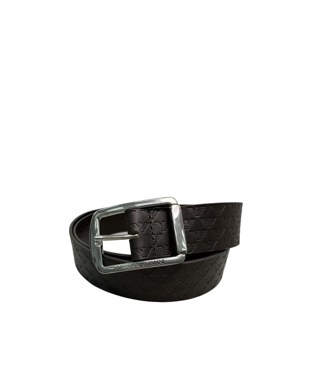 Emporio Armani Black Logo Embossed Belt for men