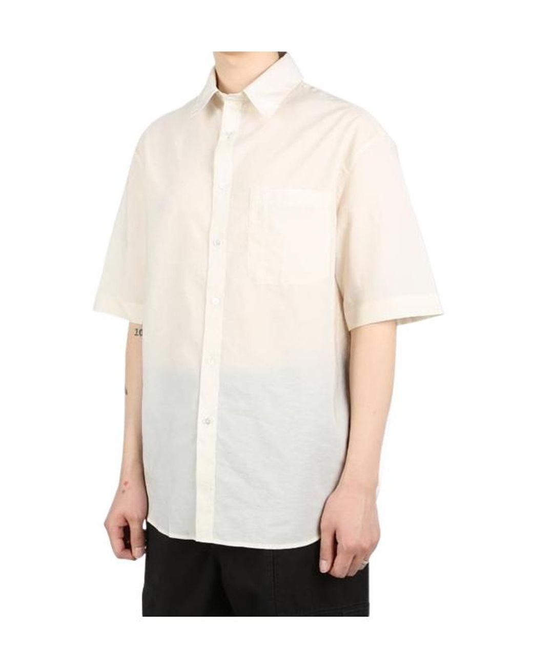 Lemaire White Short-Sleeve Chest-Pocket Shirt for men