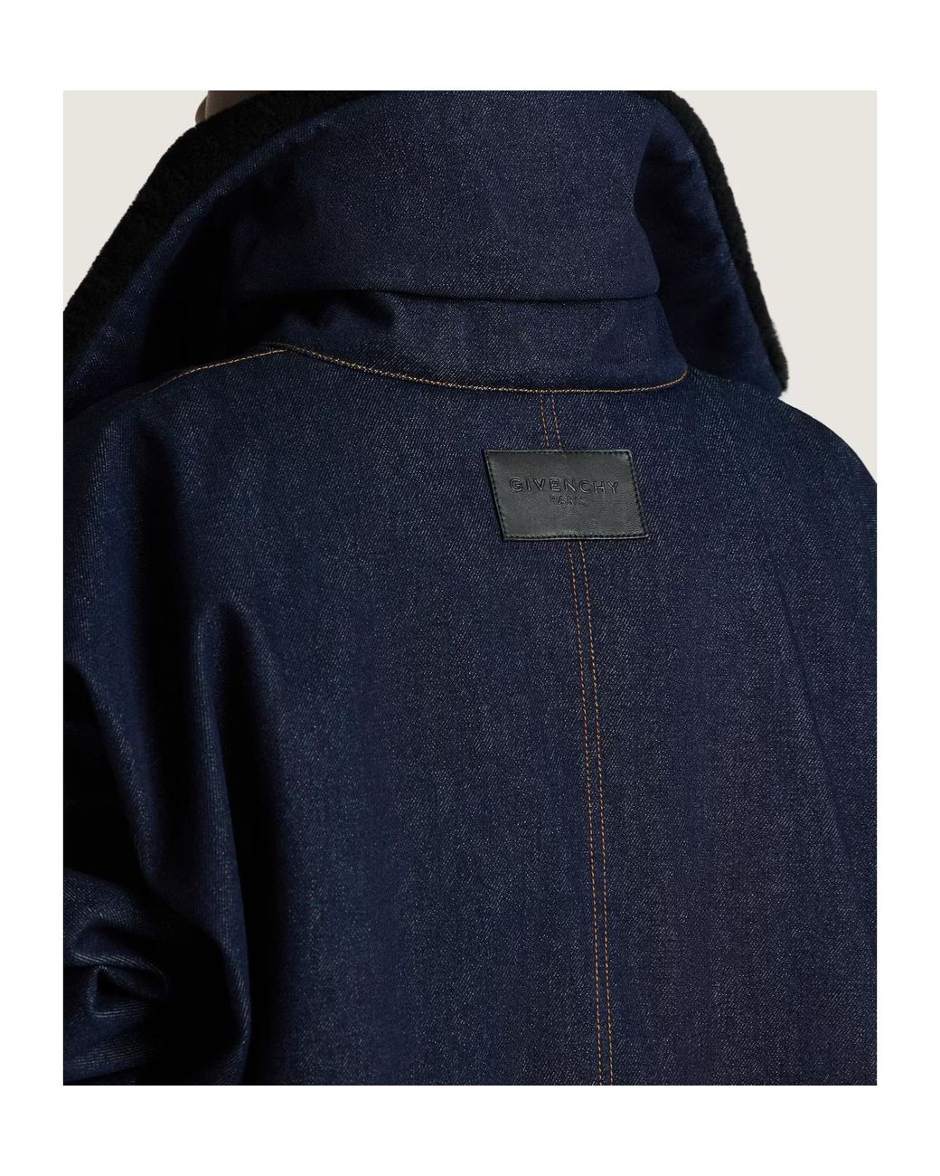 Givenchy Blue Shearling Collar Zip-Up Denim Jacket