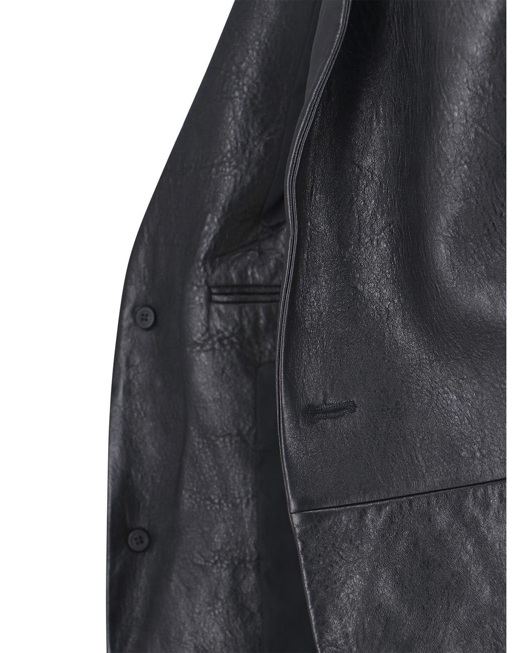 Rick Owens Black Single-Breasted Leather Jacket for men