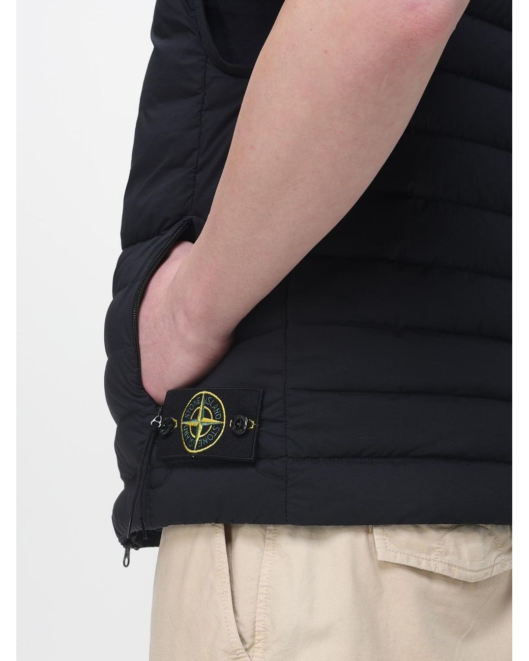 Stone Island Blue Quilted High-Neck Down Vest for men