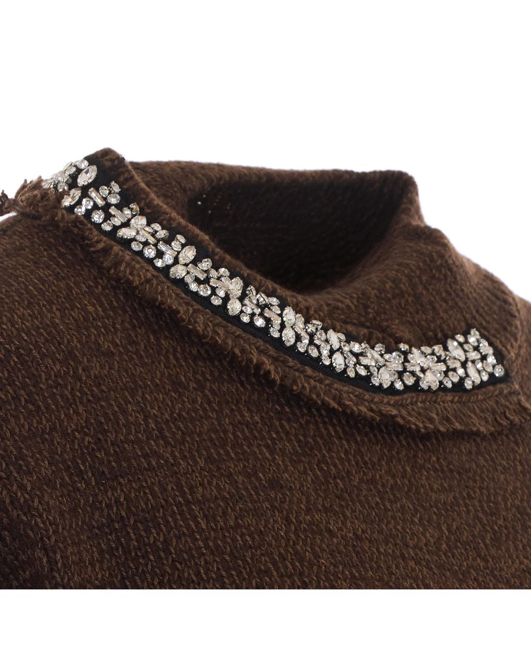 Liu Jo Brown Embellished Round-Neck Knitted Sweater