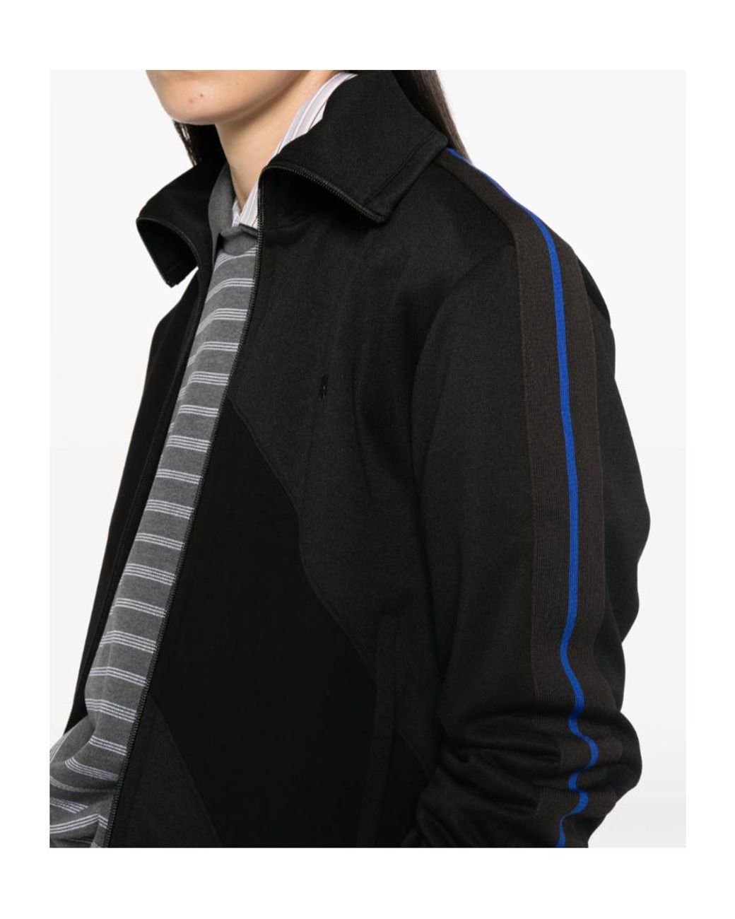 Wales Bonner Black Side-Stripe Zip-Up Sweatshirt