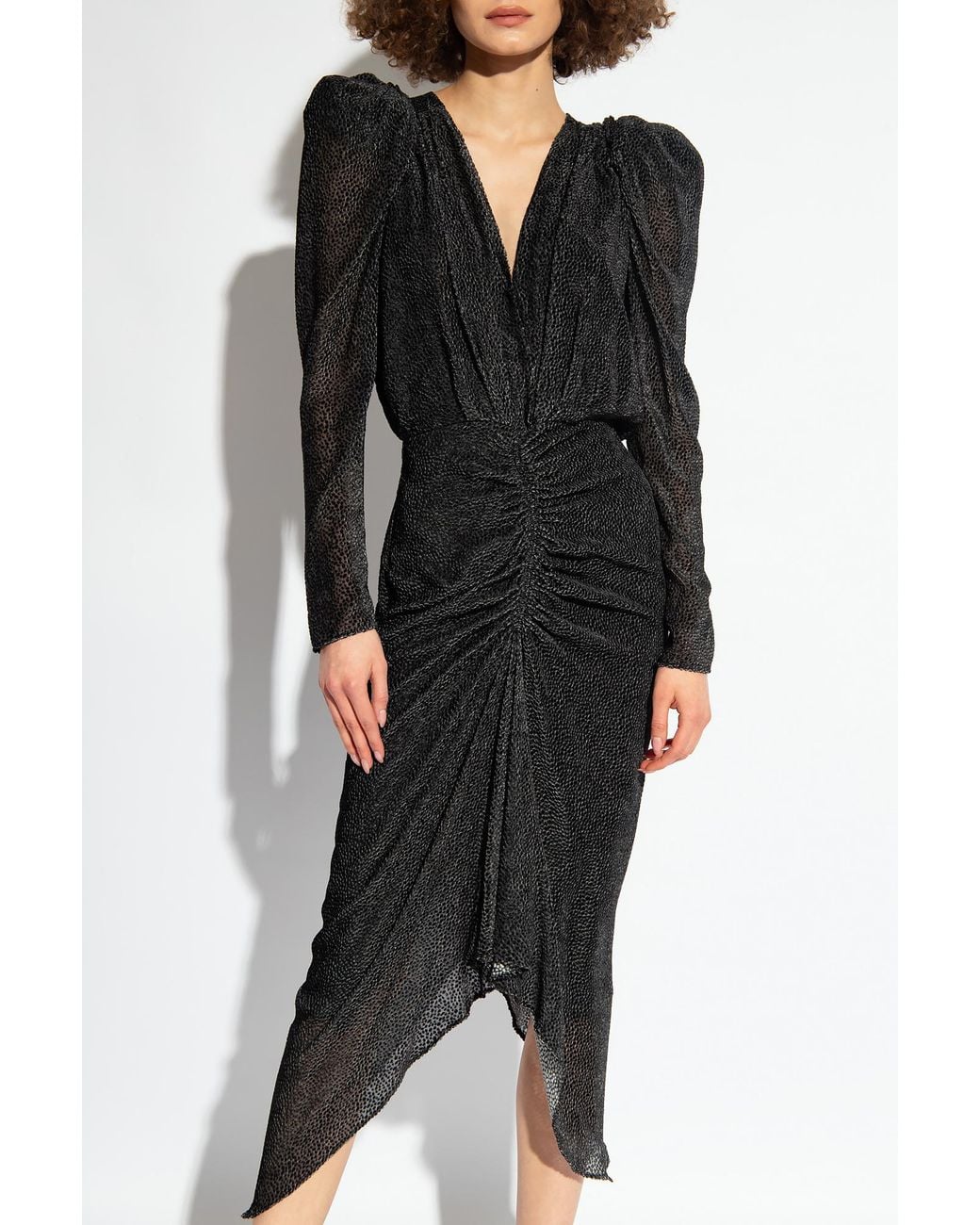 Isabel Marant Black Maray Ruched Detailed Midi Dress