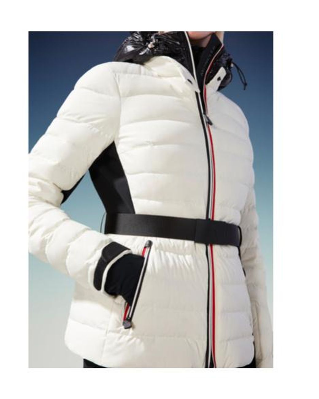Moncler White Bruche Hooded Down Ski Jacket