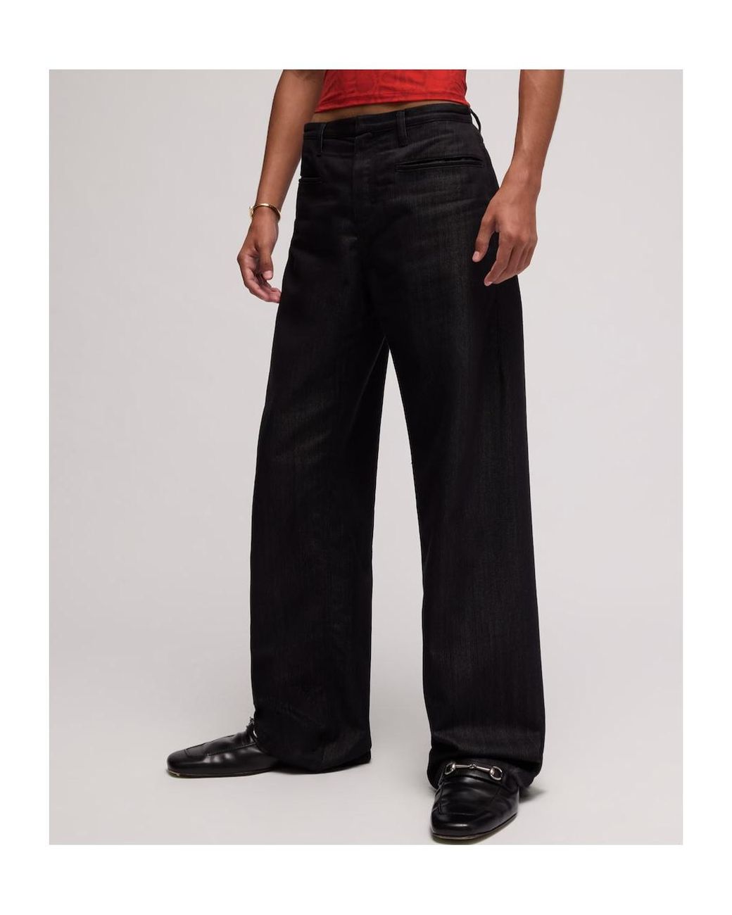 Gucci Black Loose Fit Cotton Blend Denim Pants for men