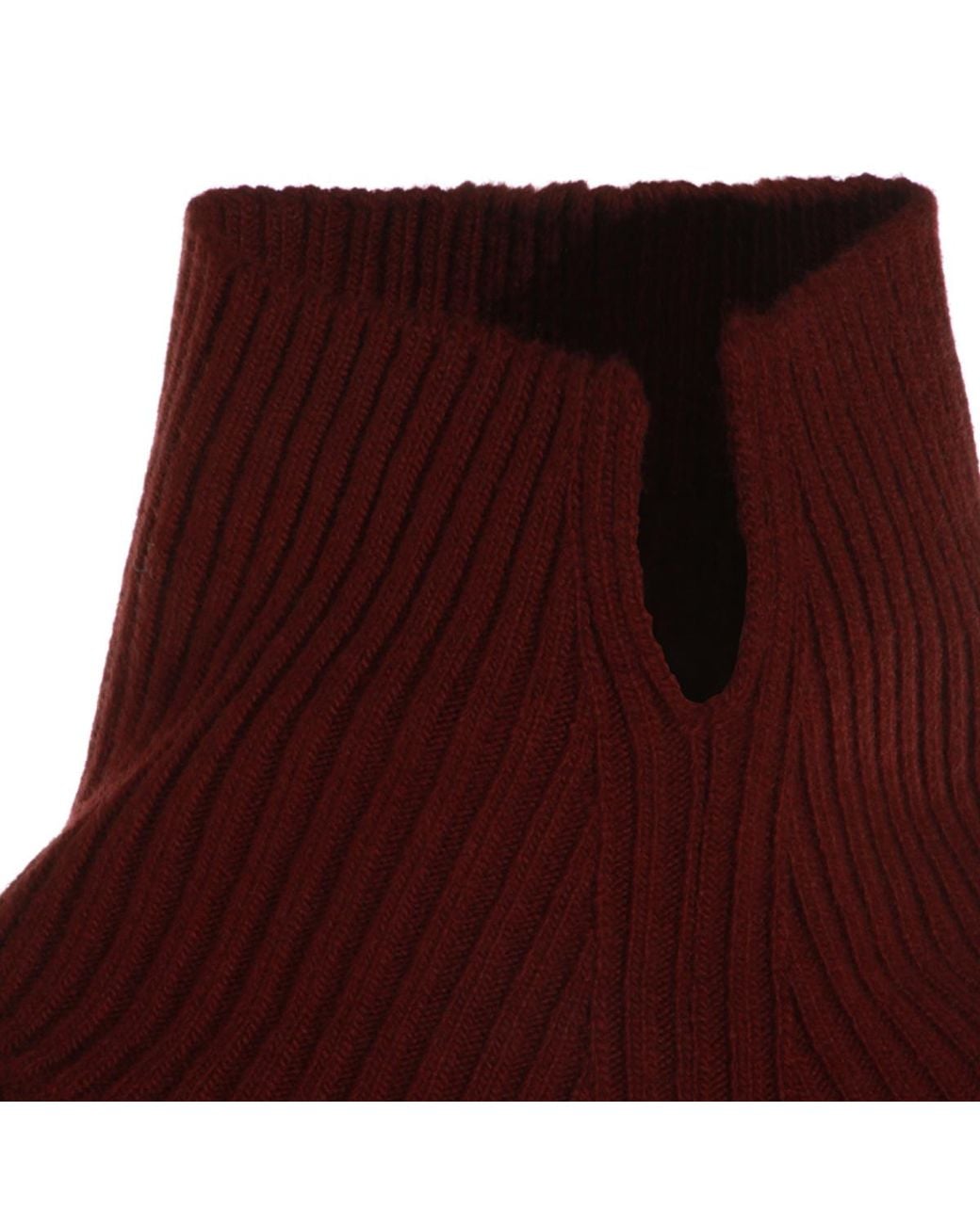 Jil Sander Red Ribbed High-Neck Jumper