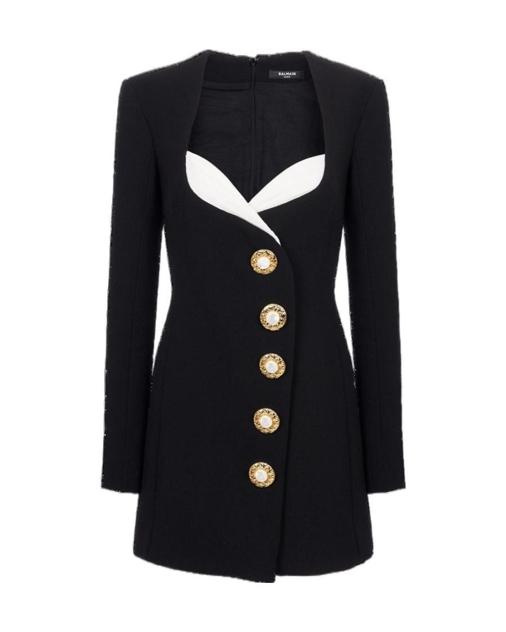 Balmain Black V-Neck Layered Dress