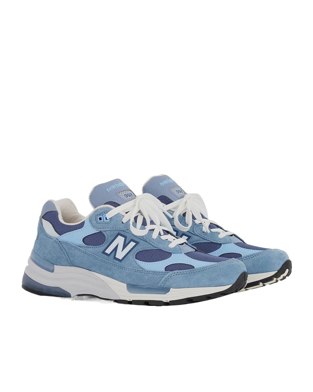 New Balance Blue 992 Logo Patch Lace-Up Sneakers for men