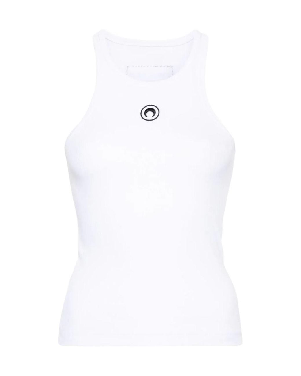 MARINE SERRE White Crescent Moon Embroidered Sleeveless Tank Top