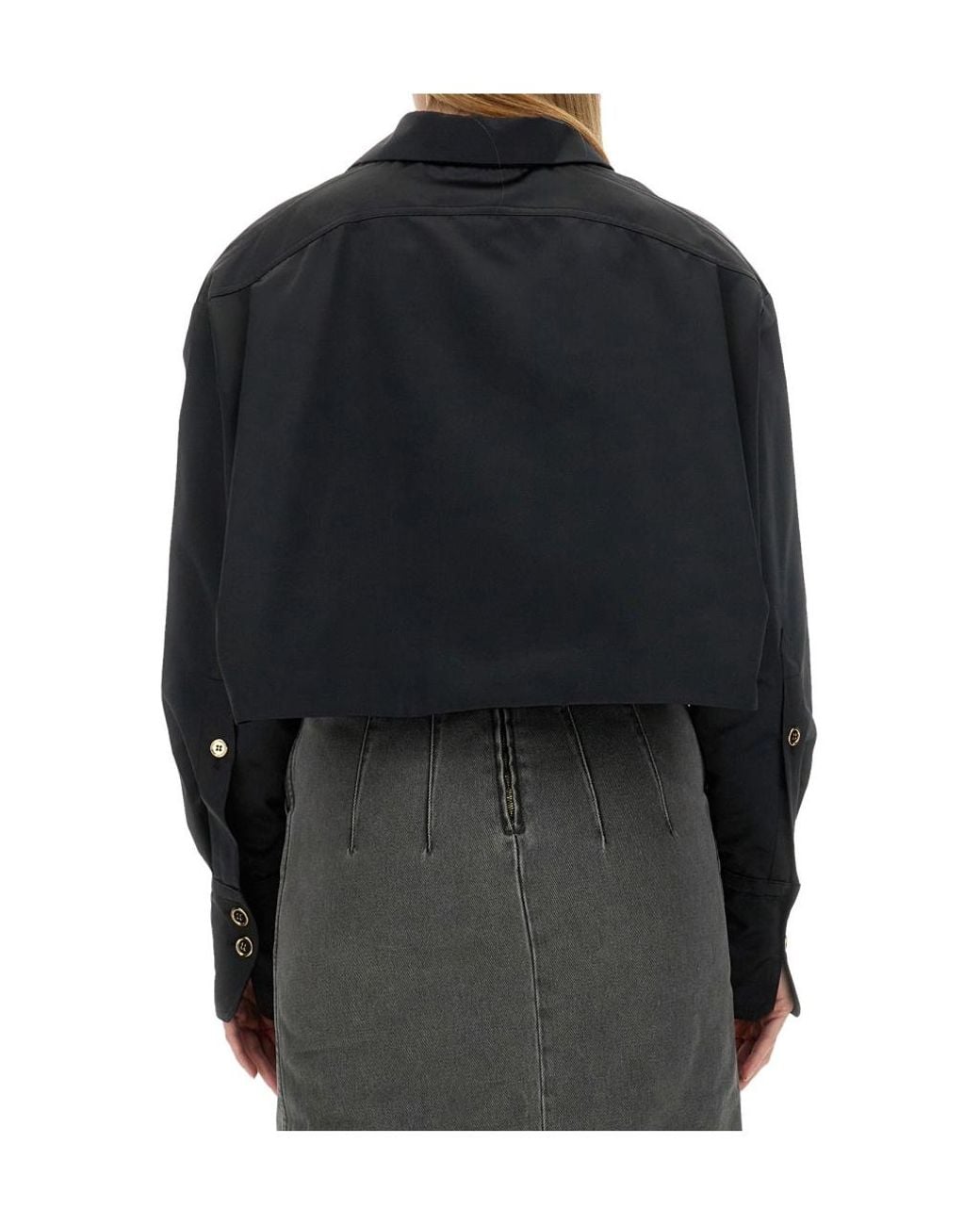 Patou Black Cropped Fit Buttoned Jacket