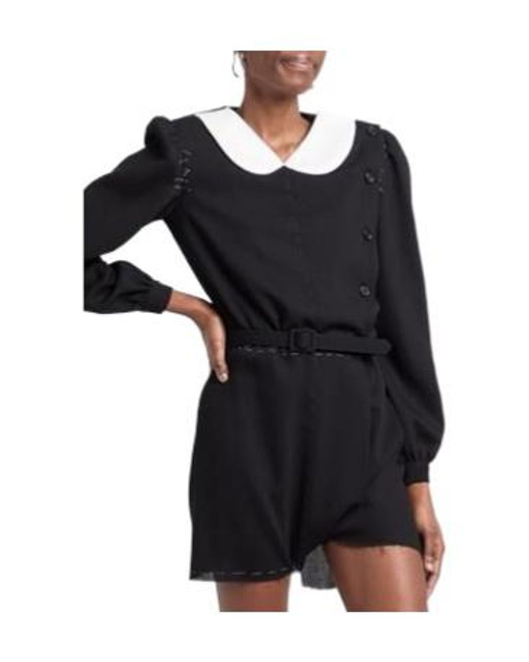 Maison Margiela Black Contrast-Color Long-Sleeved Shirt Dress
