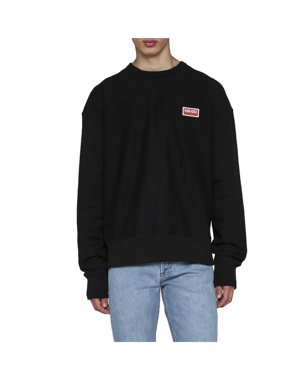 KENZO Black Logo-Patch Crewneck Sweatshirt for men