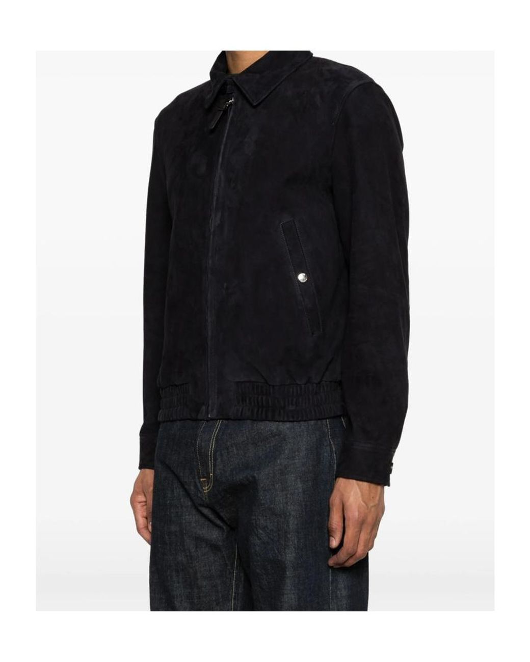 Mackage Black Zip Suede Bomber Jacket for men