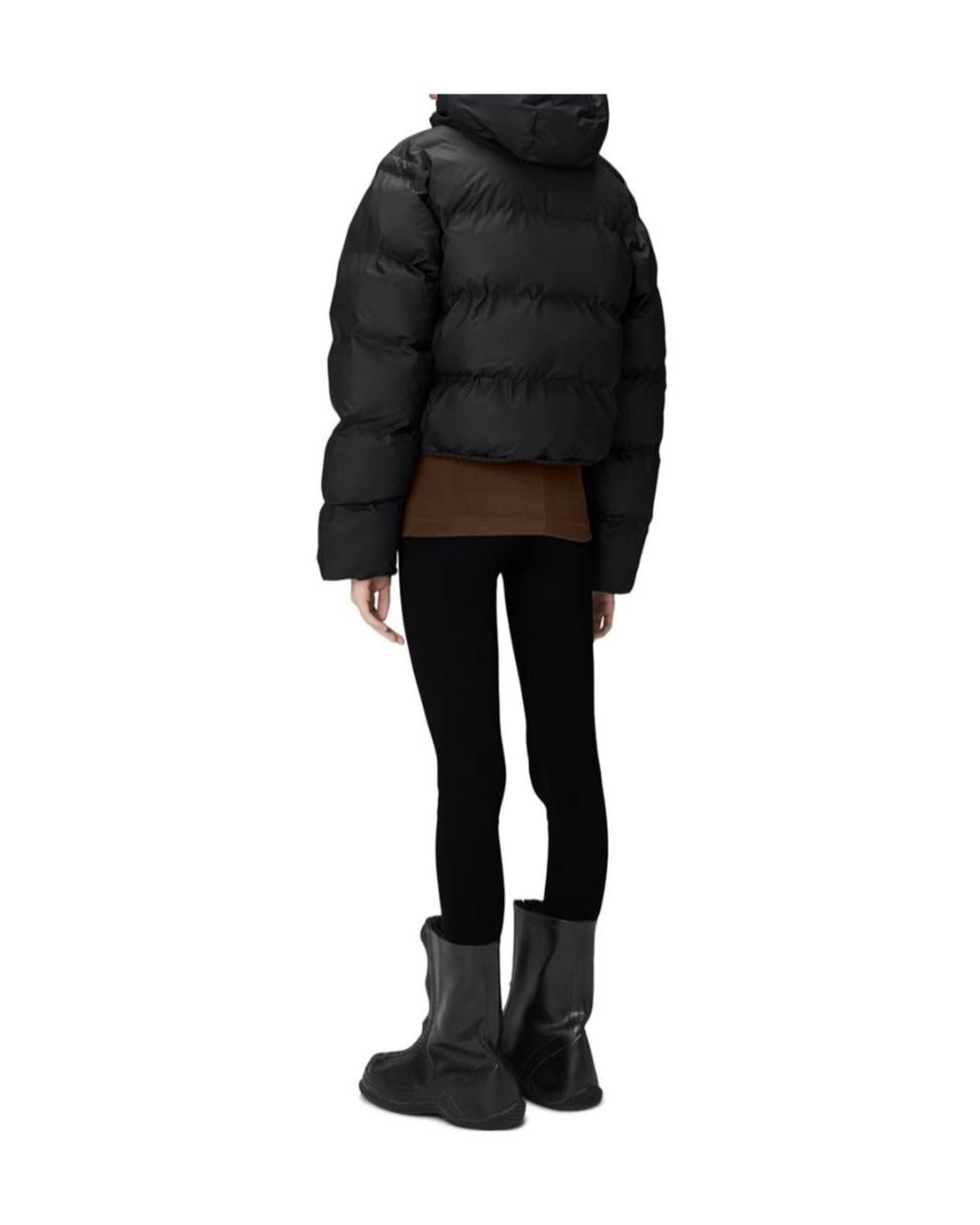 Rains Black Alta Short Puffer Jacket