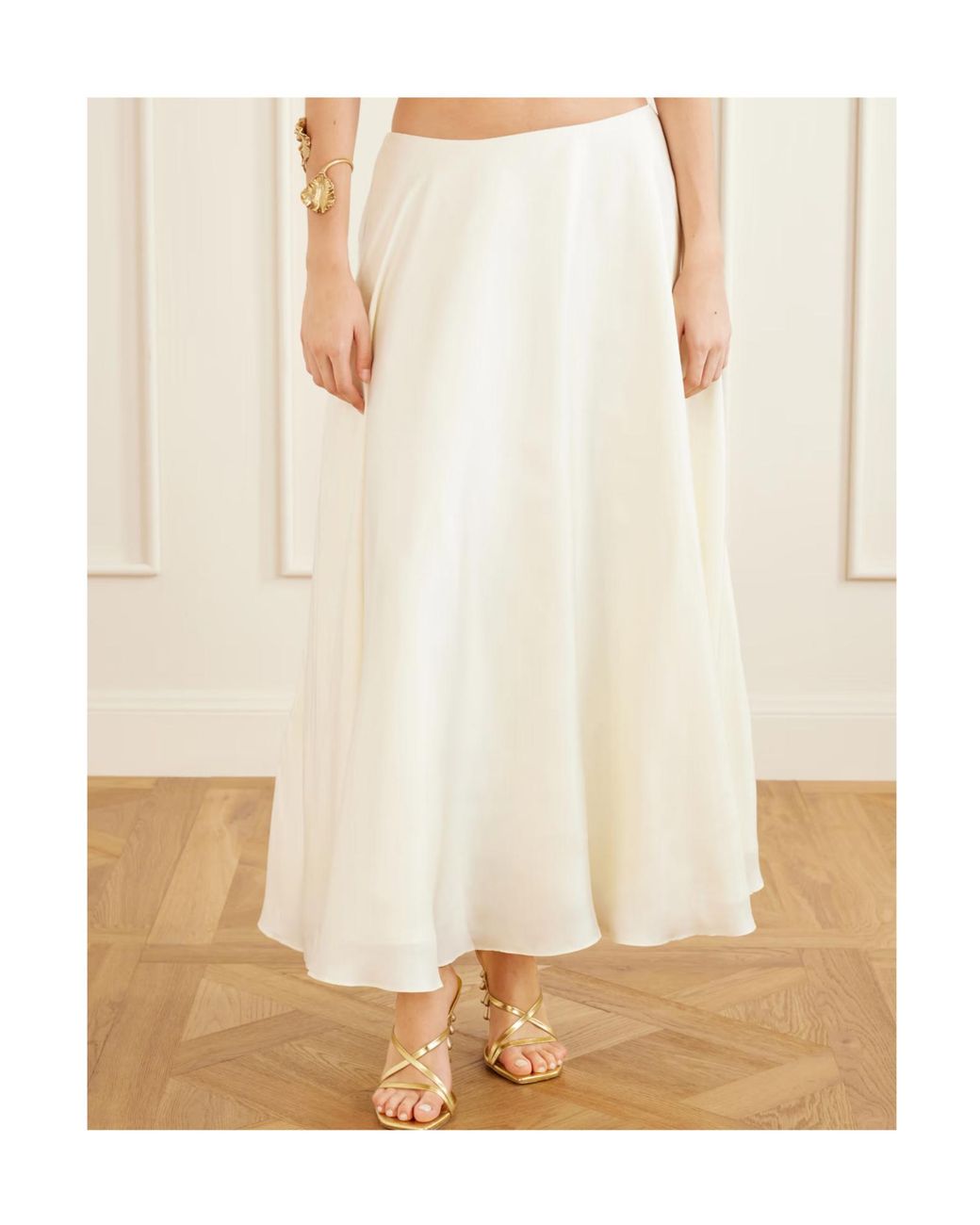 Cult Gaia White Silk-Twill Midi Skirt
