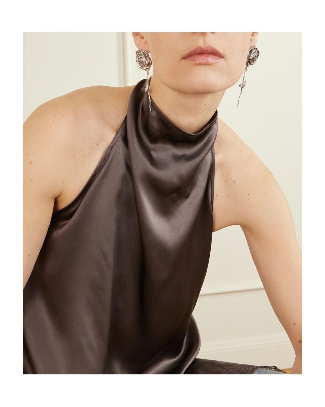 Magda Butrym White Rose Stem Earrings