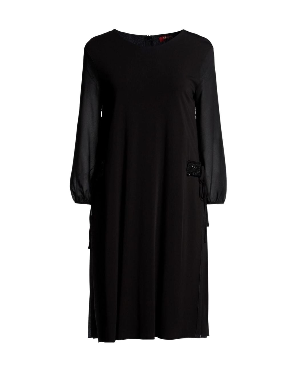 Max Mara Black Solid-Color Long-Sleeve Dress