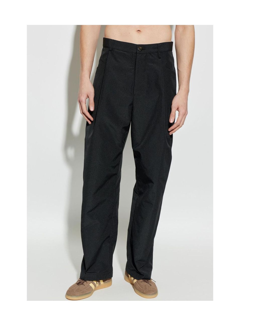 Willy Chavarria Black Wide Leg Pleated Pants for men