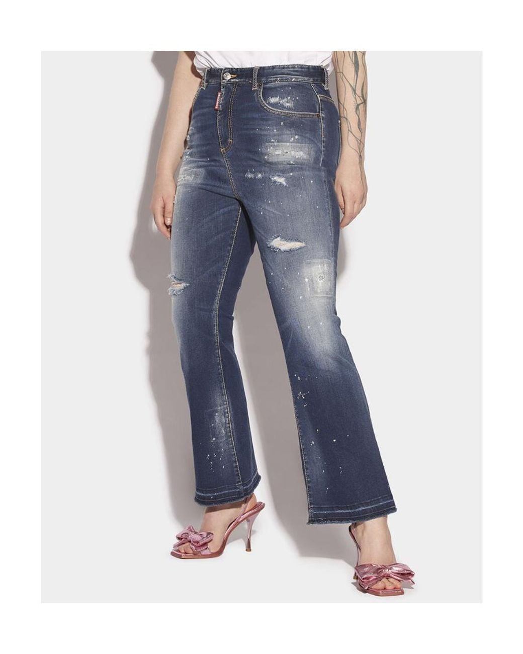 DSquared² Blue Distressed Flared Jeans