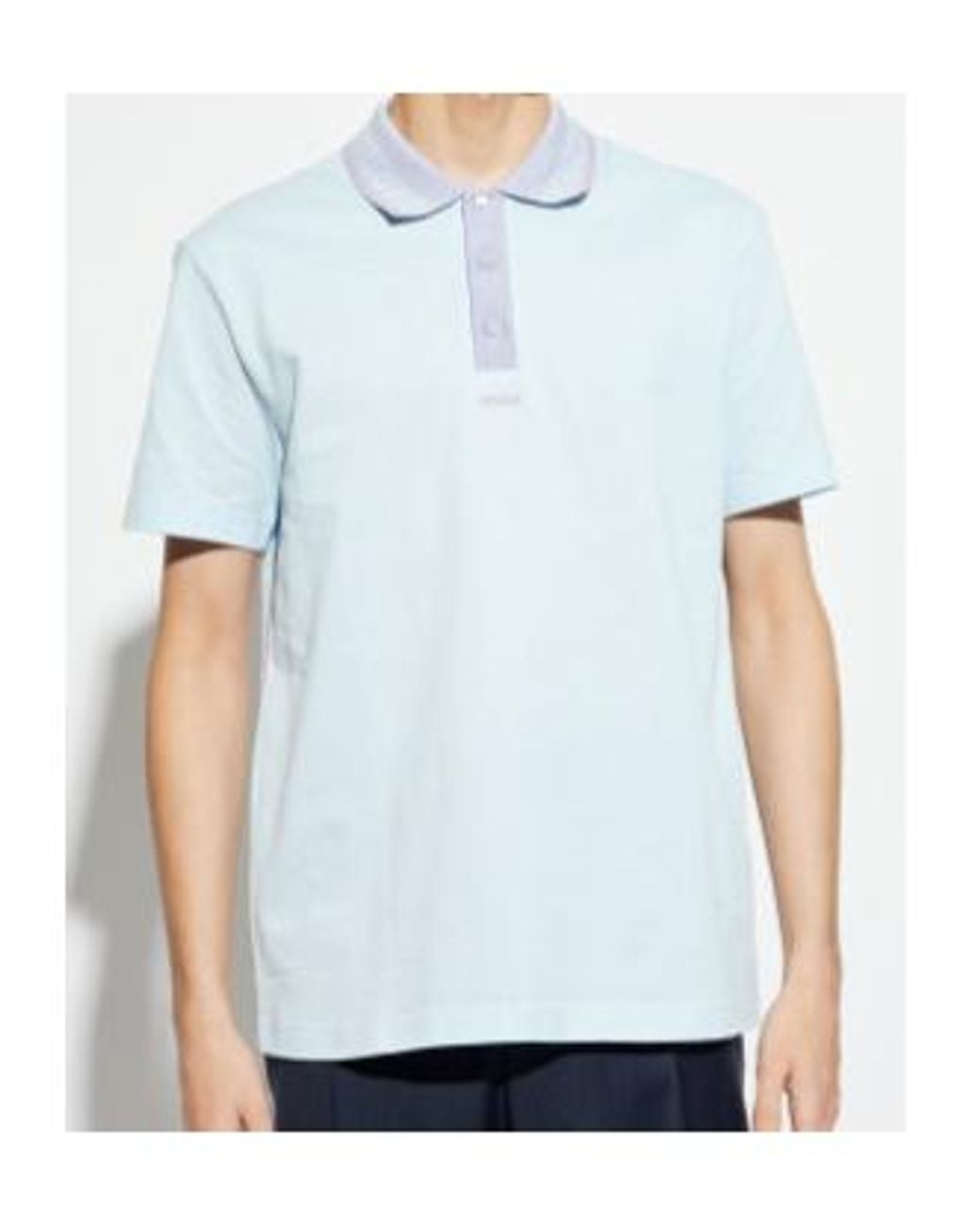 Versace Blue Greca-Collar Short-Sleeved Polo Shirt for men