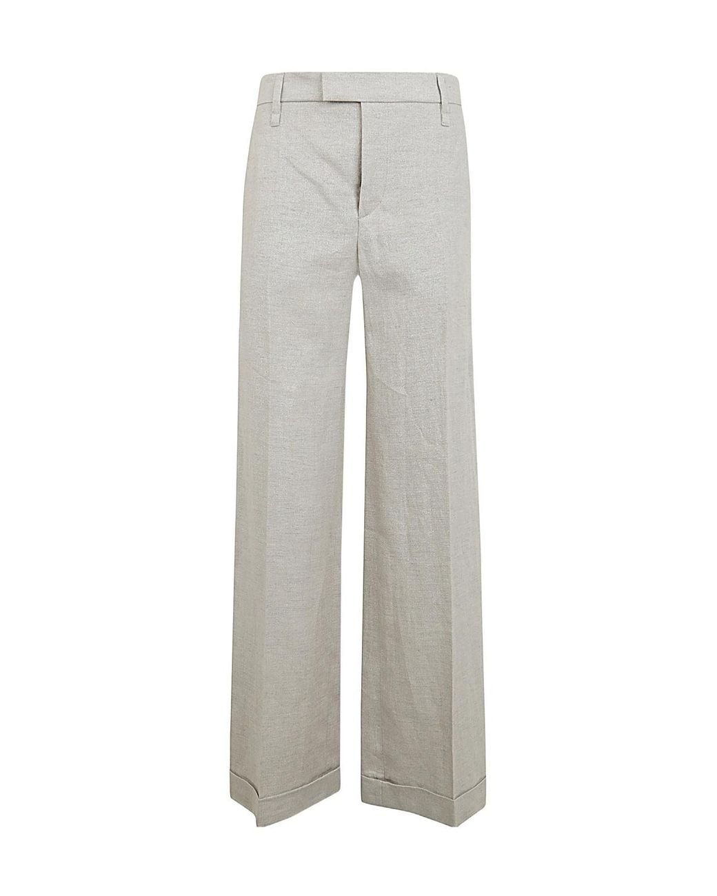Brunello Cucinelli Gray Lurex Wide-Leg Trousers