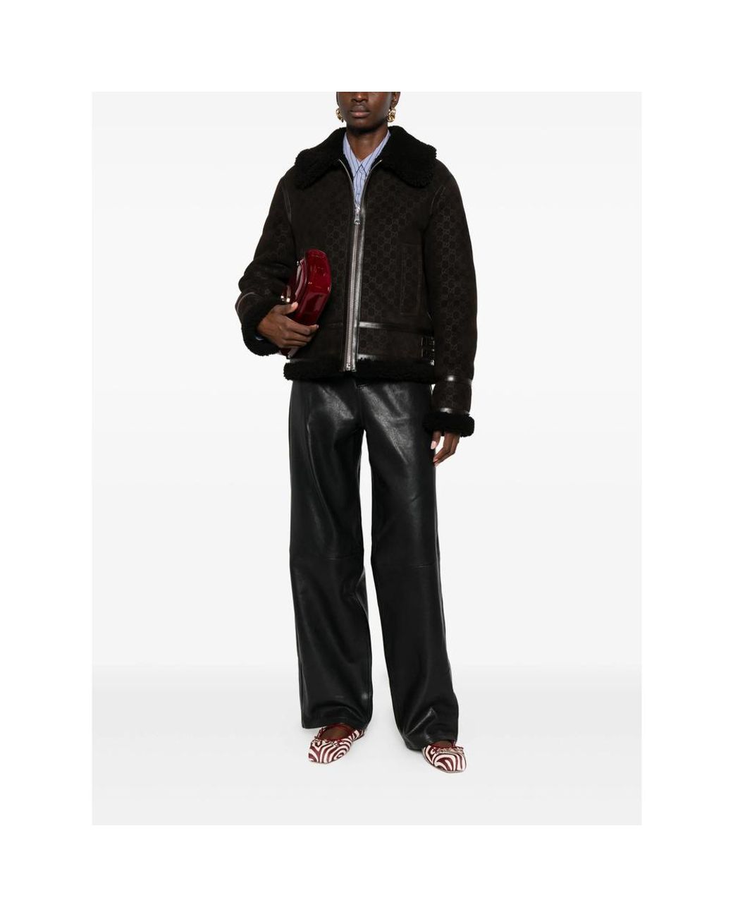 Gucci Black Gg Shearling Jacket