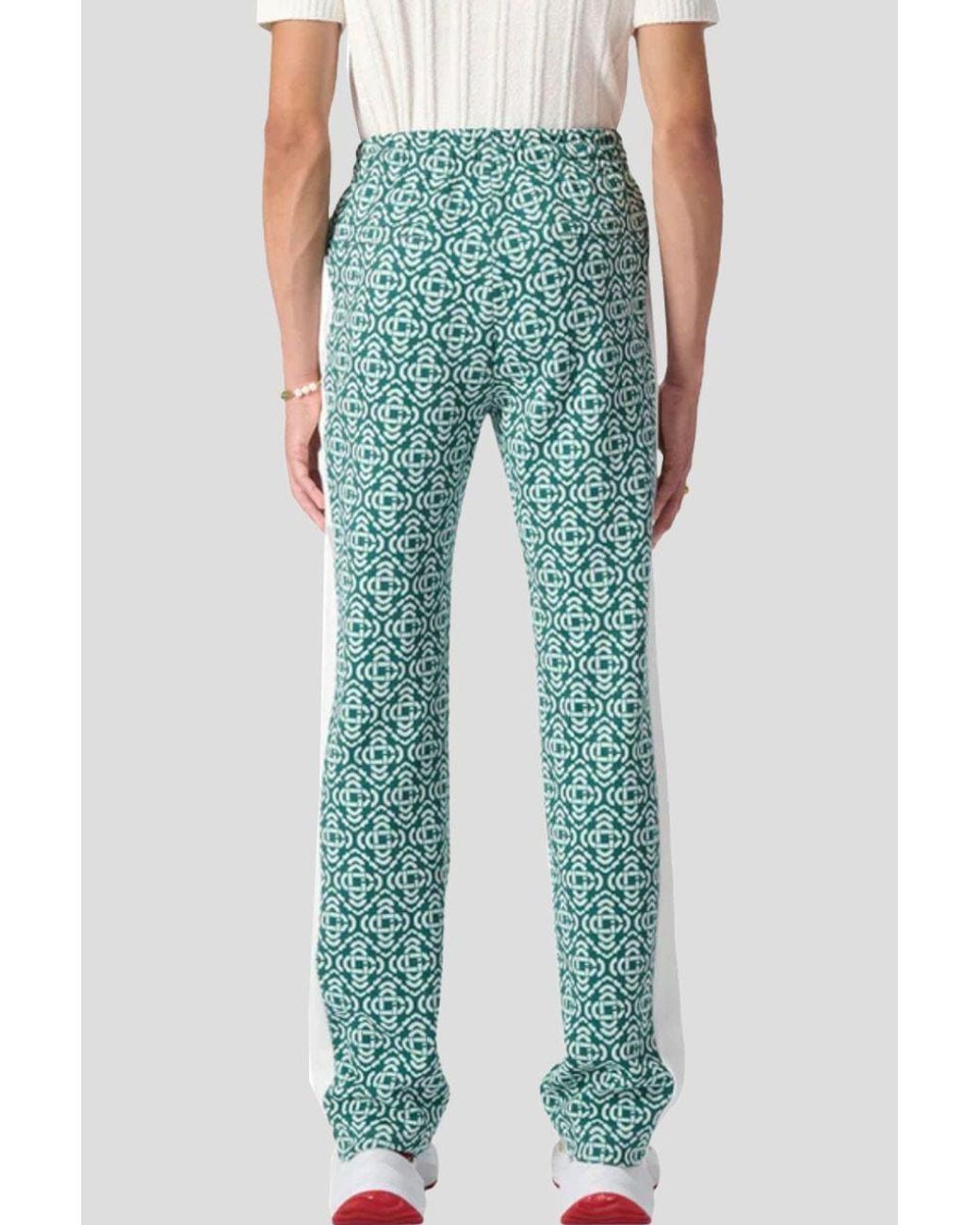 Casablanca Green Geometric-Pattern Track Pants for men