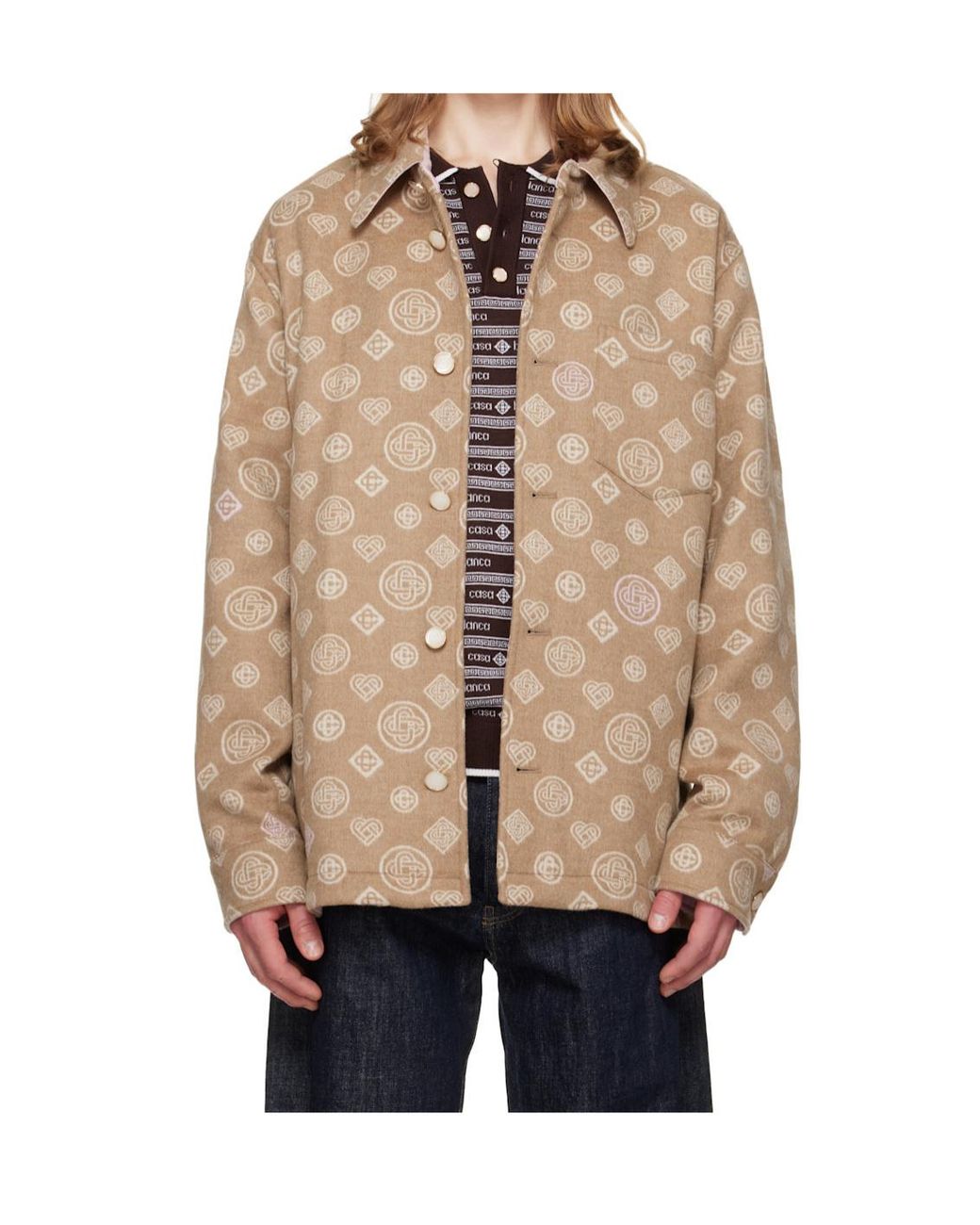 Casablanca Brown Monogram Button-Up Jacket for men
