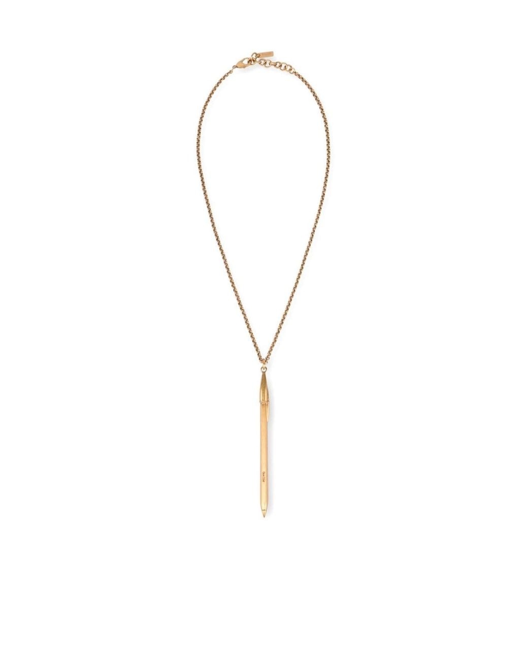 Moschino White Logo Engraved Pen-Pendant Necklace