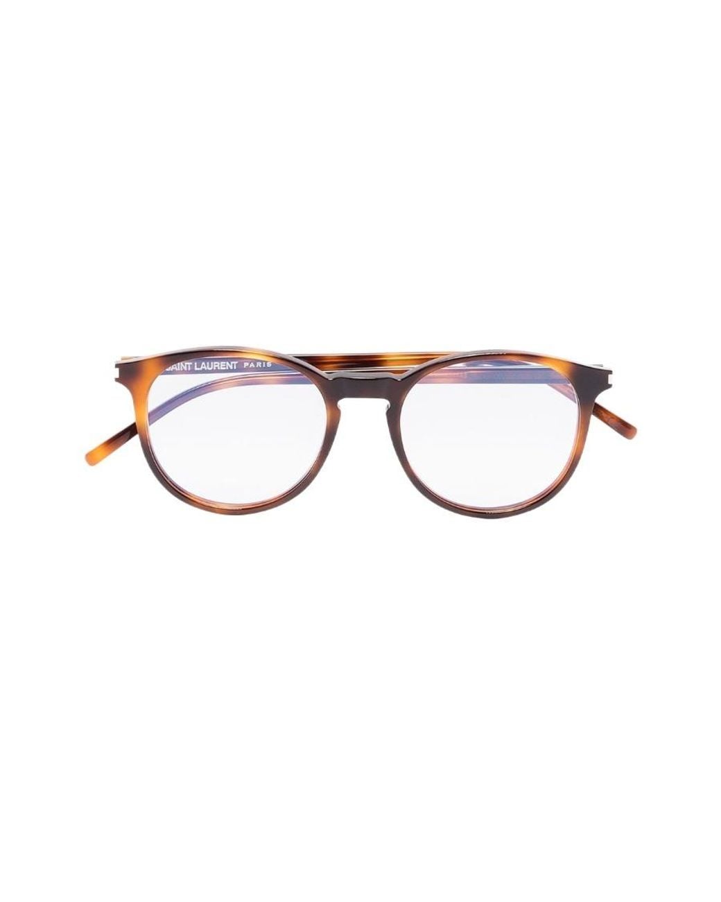 Saint Laurent Multicolor Round Tortoise Shell Optical Glasses for men