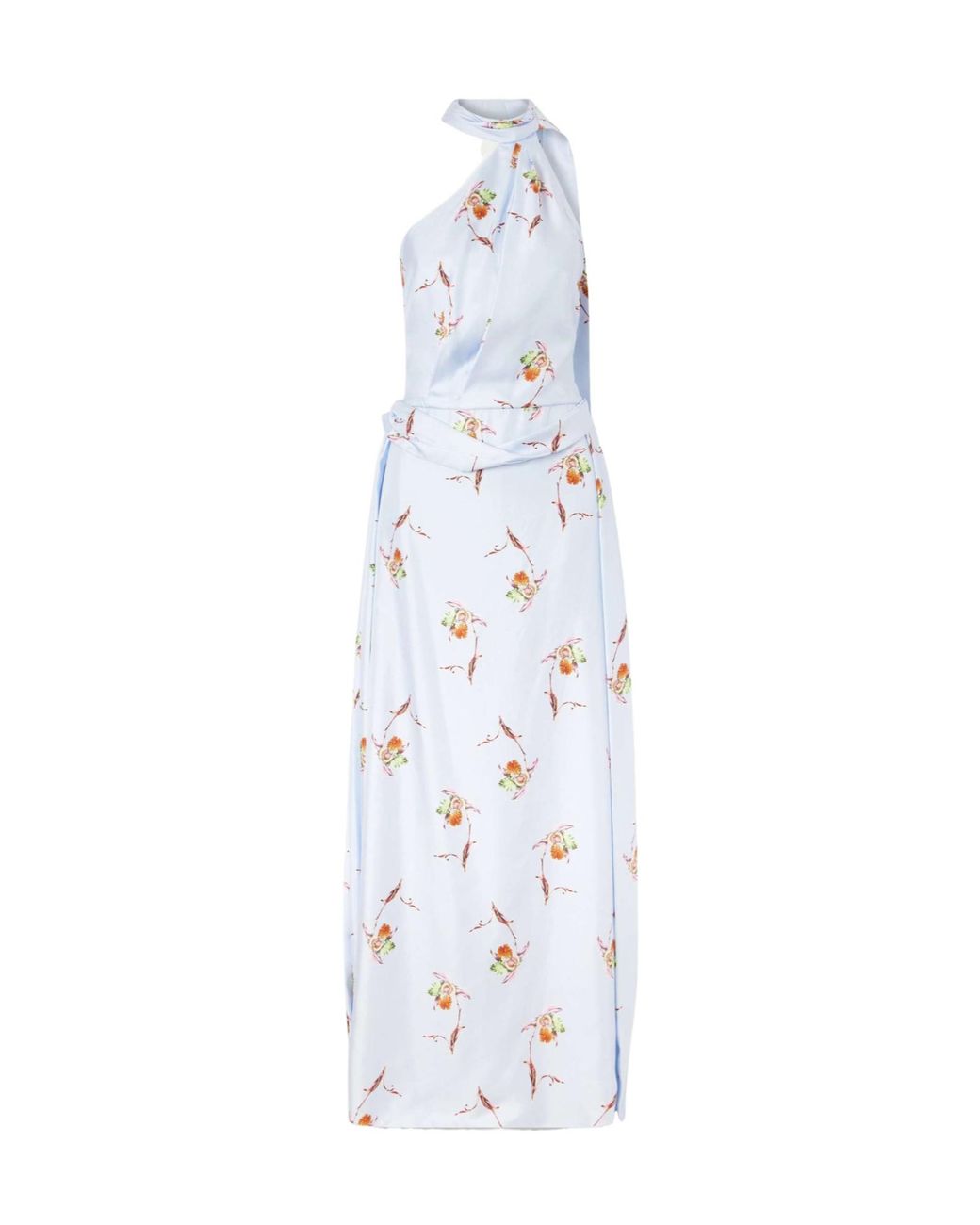 Emilia Wickstead White Halterneck Silk-Twill Gown