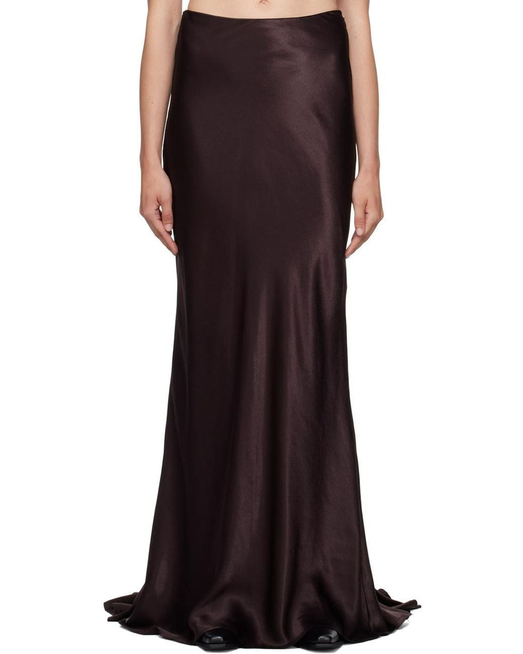 Ann Demeulemeester Purple Draped Satin Asymmetric Hem Skirt