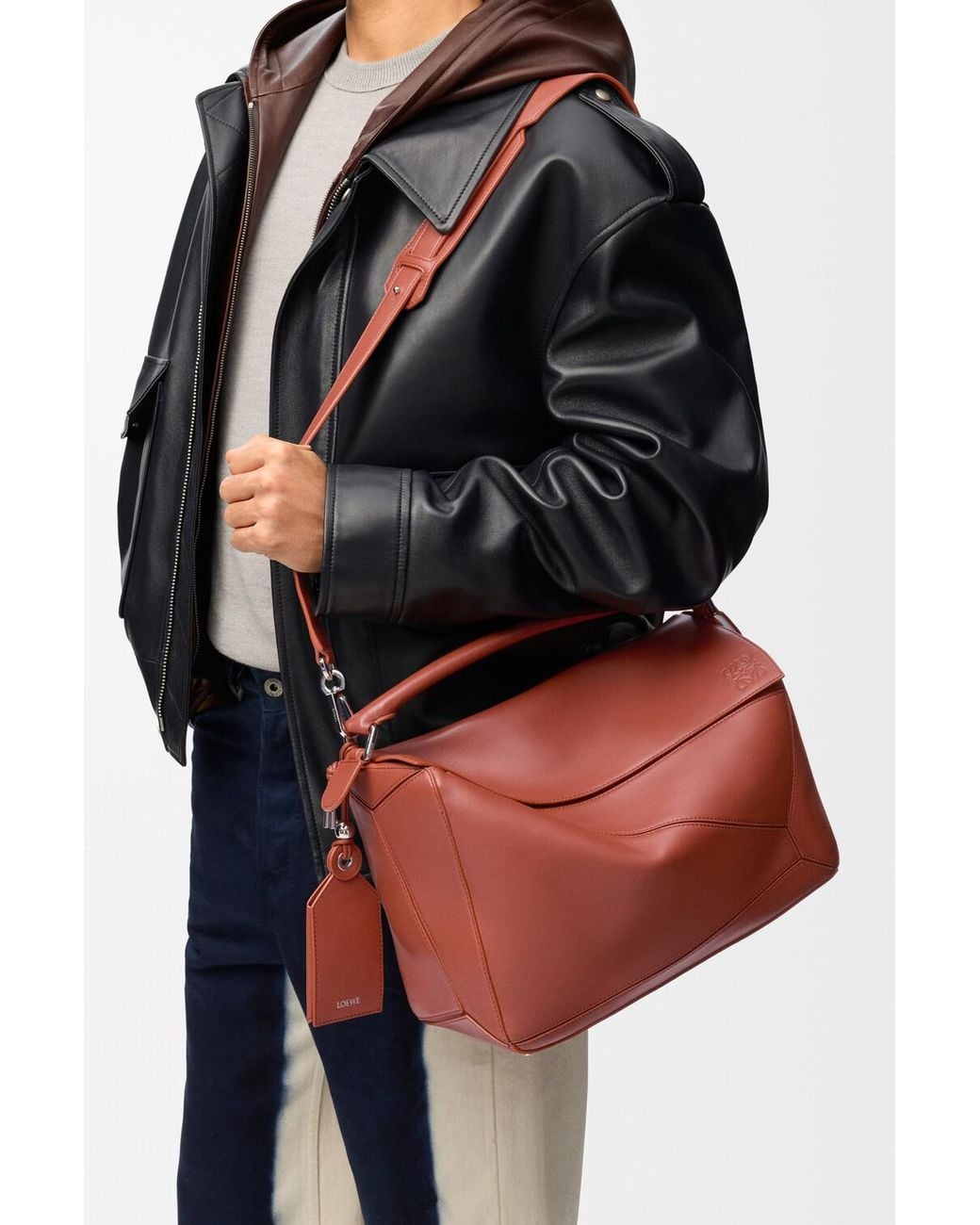 Loewe Red Large Featherlight Puzzle Bag for men