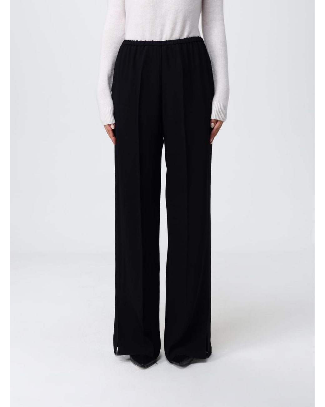 Forte_forte Black Elastic-Waist Wide-Leg Pants