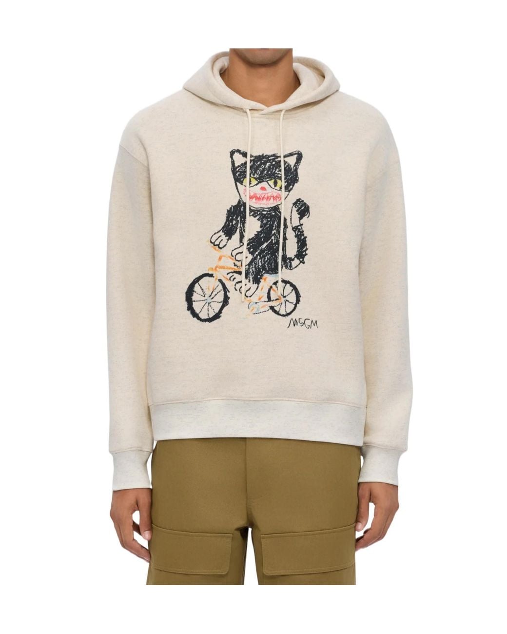 MSGM White Graphic-Print Hoodie for men