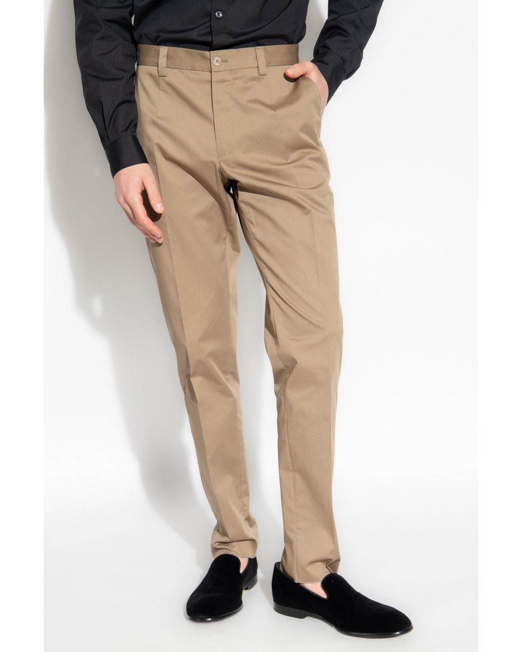 Dolce & Gabbana Natural Mid-Rise Chino Trousers for men