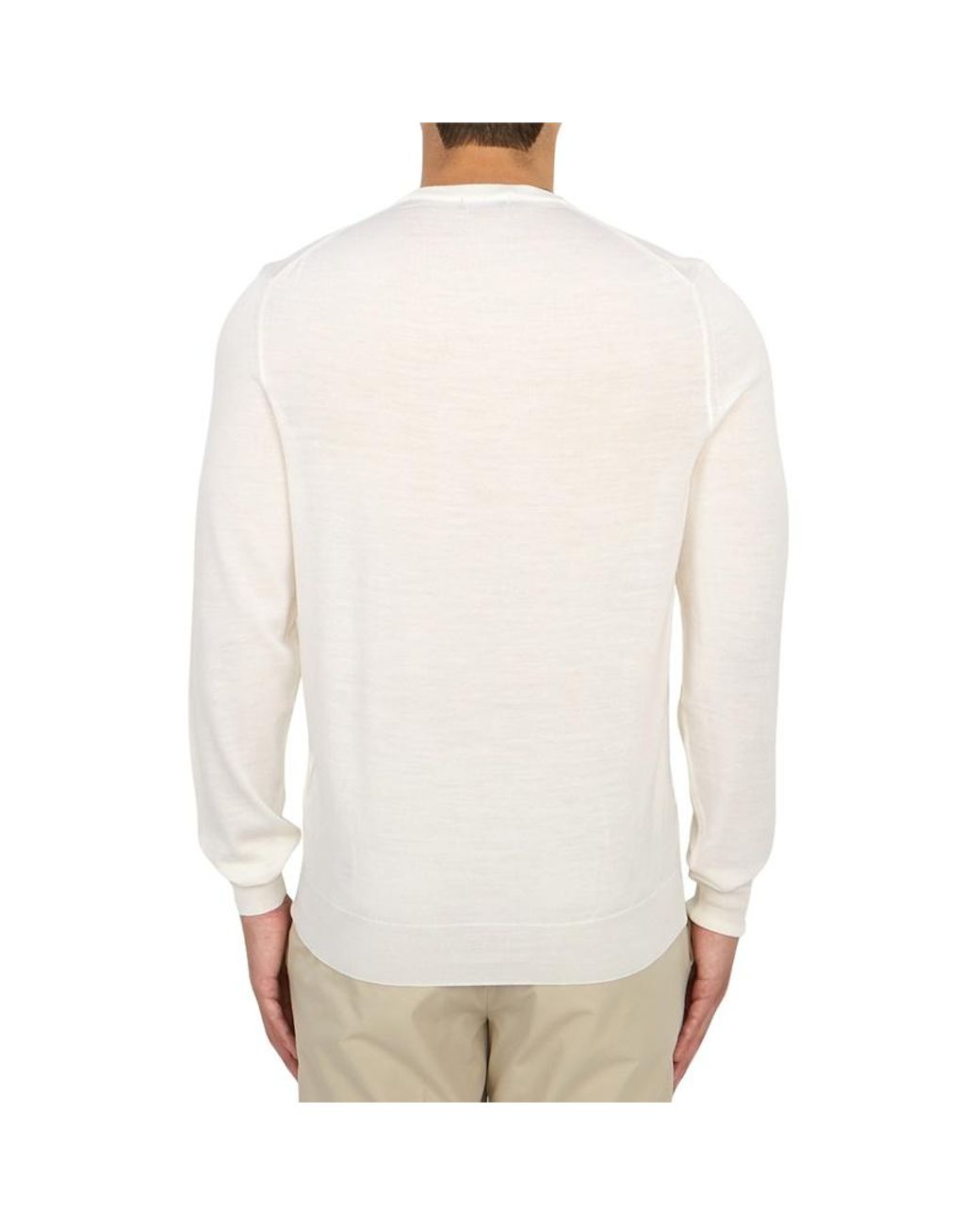 Drumohr White Round Neck Long-Sleeved Sweater for men