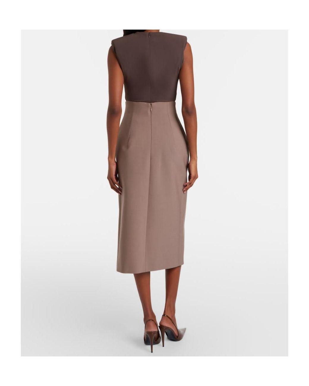 Mugler Brown High-Rise Pencil Skirt