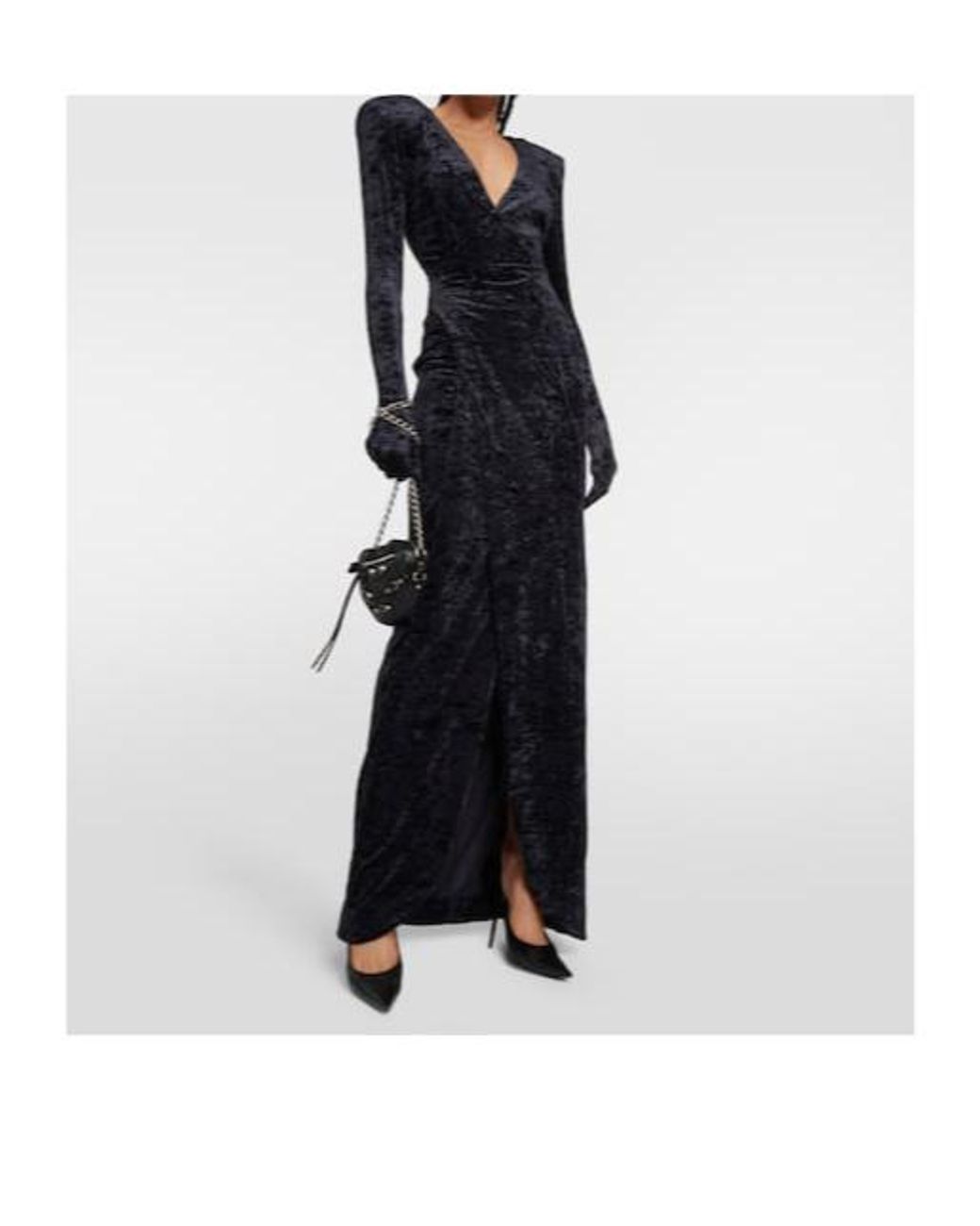 Vetements Blue Diva Gloves Velvet Maxi Dress