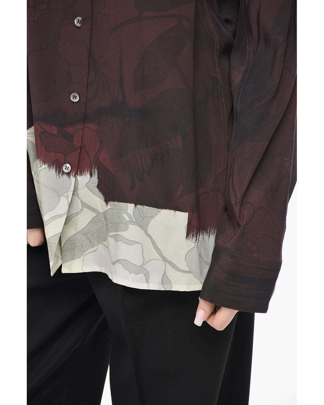 Dries Van Noten Brown Casio Contrasting Hem Shirt