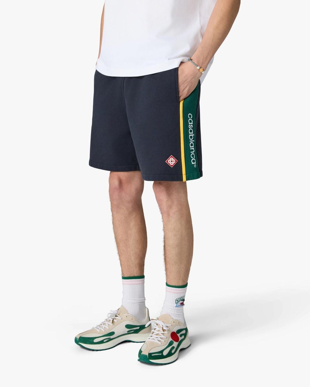 Casablanca Blue Logo Side-Stripe Shorts for men