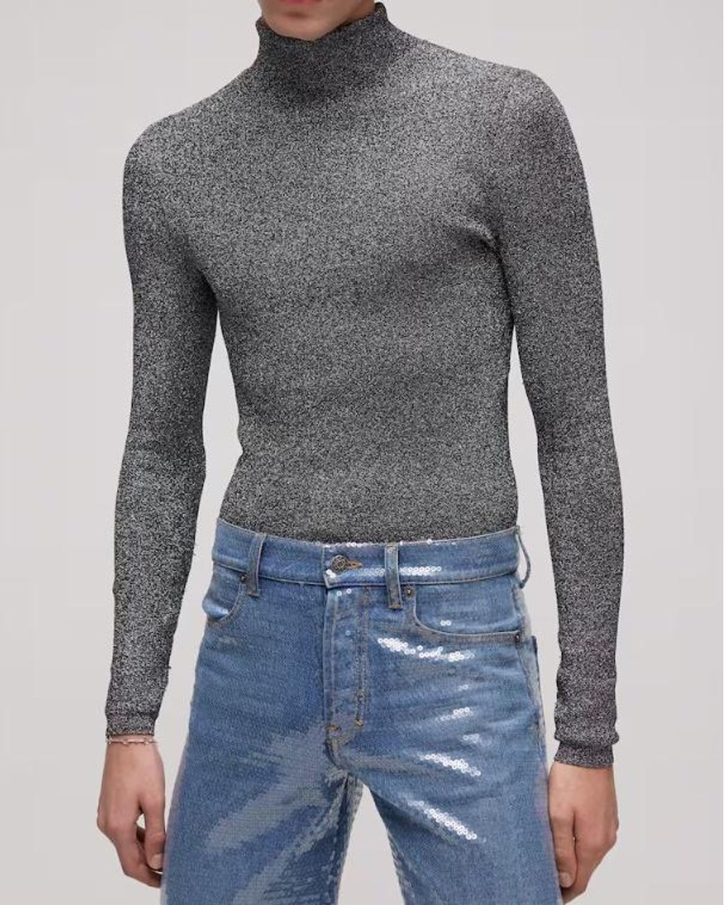 Gucci Gray Mockneck Knit Sweater for men