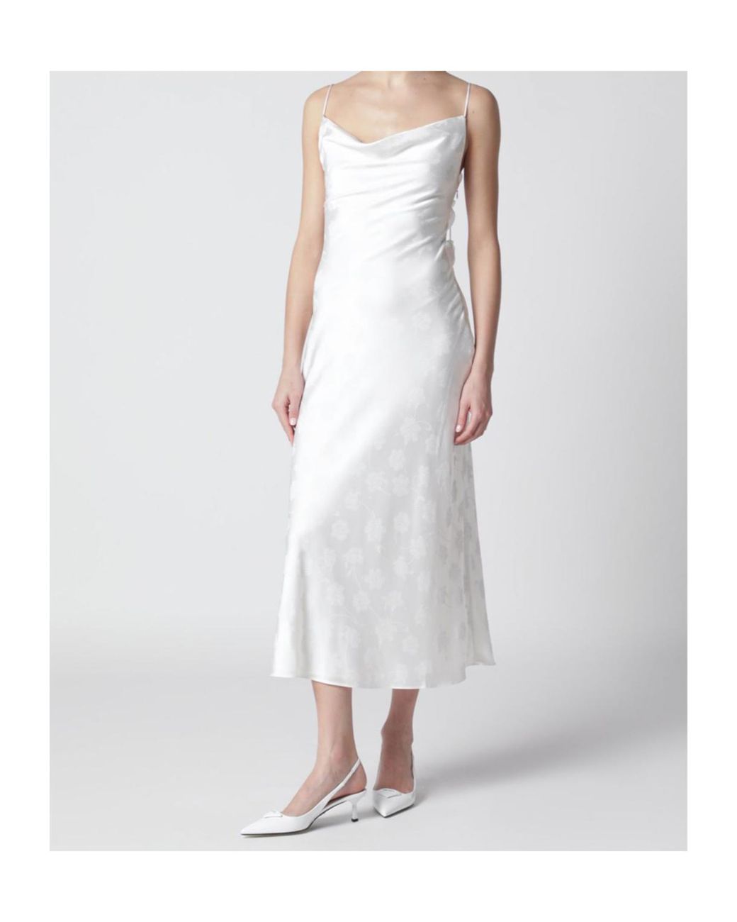 ROTATE BIRGER CHRISTENSEN White Cowl-Neck Midi Dress