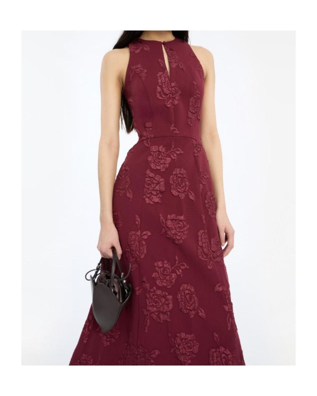 ROTATE BIRGER CHRISTENSEN Purple Jacquard Flared Dress Dark