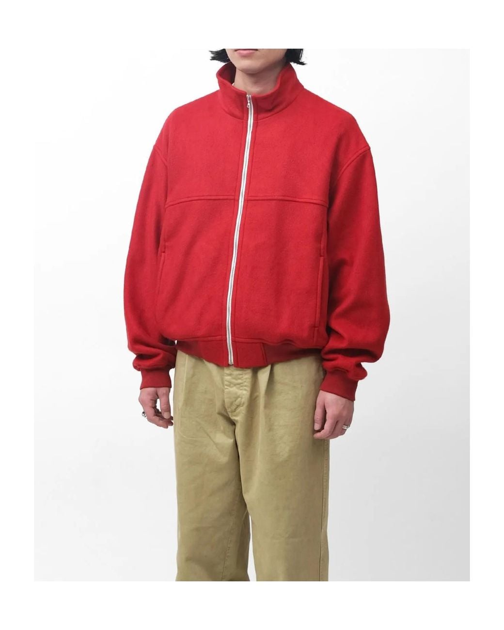 Auralee Red Stand-Collar Zip-Up Casual Jacket for men